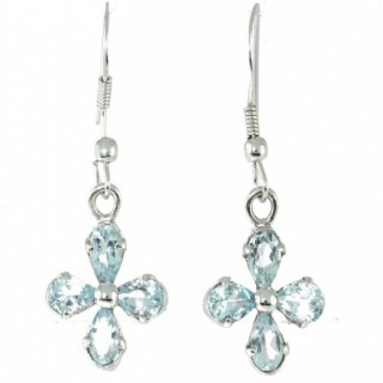 Sterling Silver Blue Topaz Earrings EF-44 
