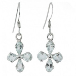 boucles d'oreilles argent aigue marine EF-44 
