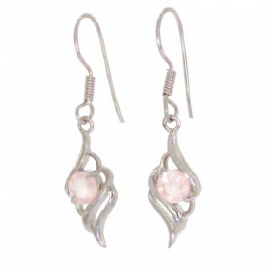 Sterling Silver Rose Quartz Earrings EF-46