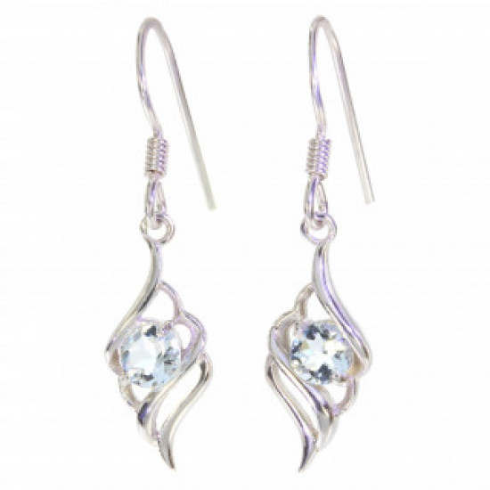 Sterling Silver Aquamarine Earrings EF-46