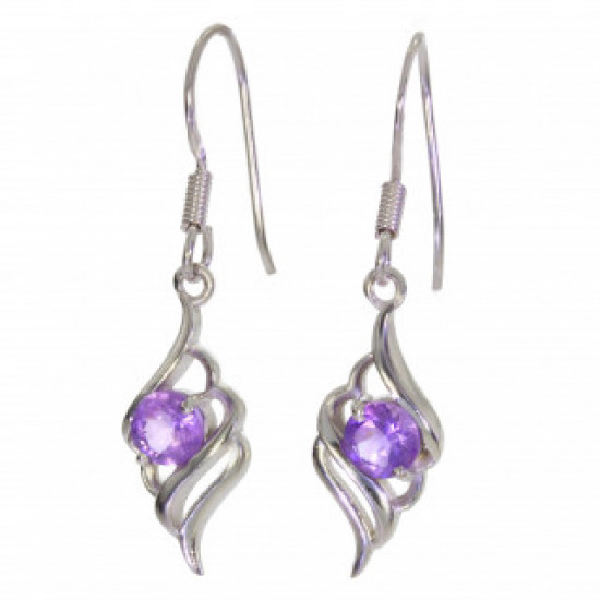 Sterling Silver Amethyst Earrings EF-46