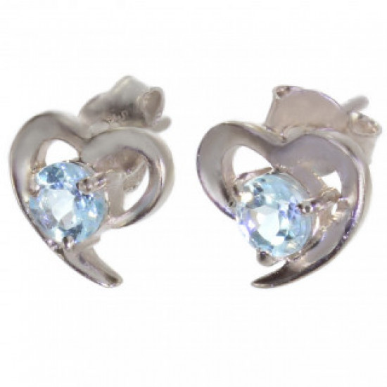 Sterling Silver Blue Topaz Earrings EF-47