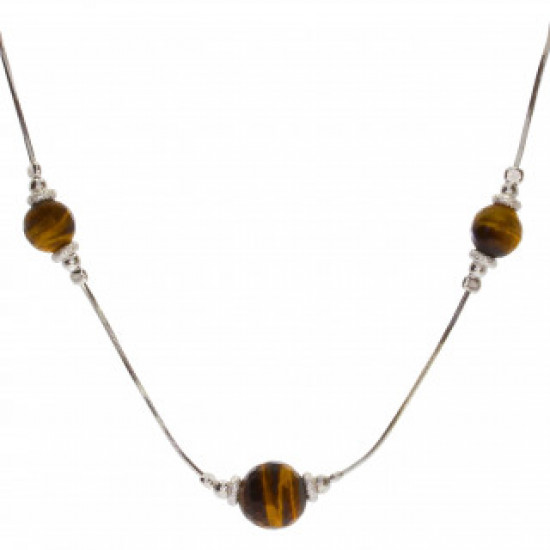 collier oeil de tigre argent C-50-01