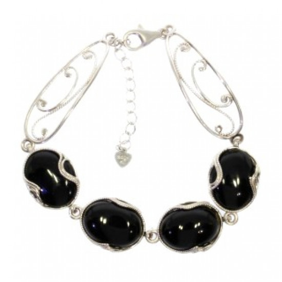 Sterling Silver Black Onyx Bracelet B-134-01