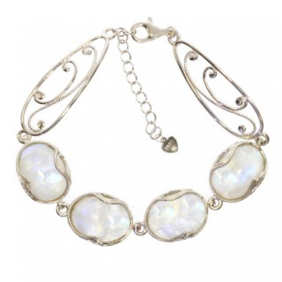 Sterling Silver Moonstone Bracelet B-134-01