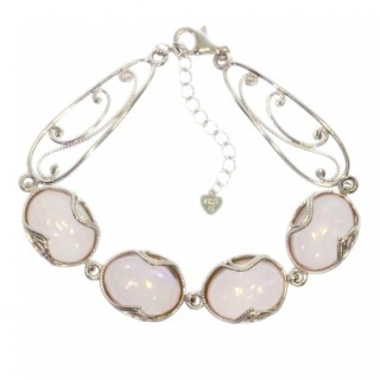 Sterling Silver Rose Quartz Bracelet B-134-01