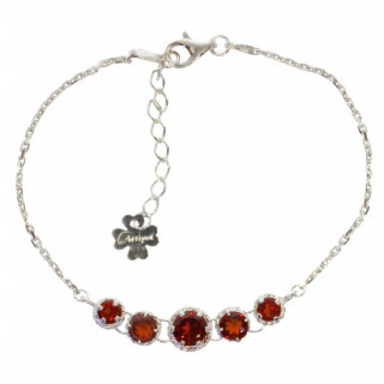 Sterling Silver Garnet Bracelet B-88-01
