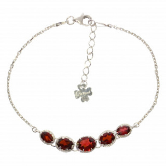 Sterling Silver Garnet Bracelet B-98-01
