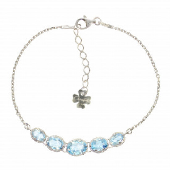 Sterling Silver Blue Topaz Bracelet B-98-01