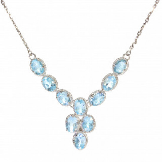 collier topaze bleu argent C-144-01
