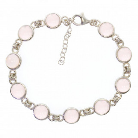 Sterling Silver Rose Quartz Bracelet B-82-01