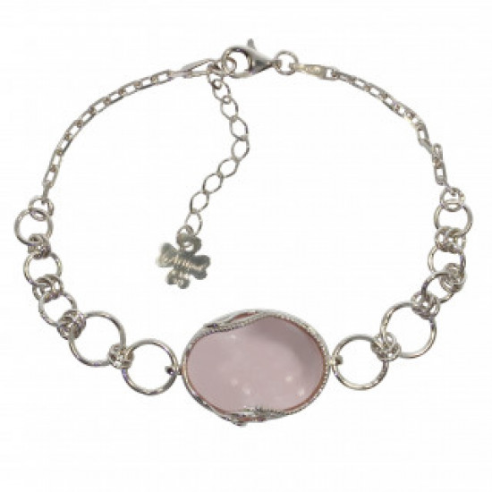Sterling Silver Rose Quartz Bracelet B-78-02