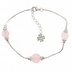 Sterling Silver Rose Quartz Bracelet B-38-01