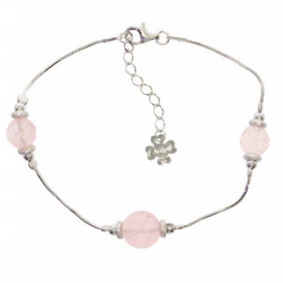 Sterling Silver Rose Quartz Bracelet B-38-01