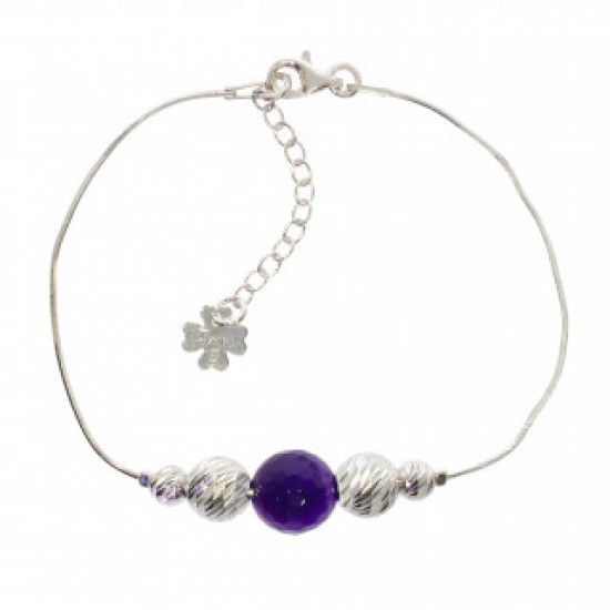 Sterling Silver Amethyst Bracelet B-38-02 Sterling Silver Amethyst Bracelet B-38-02
