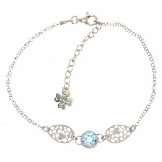 Sterling Silver Blue Topaz Bracelet B-44-02