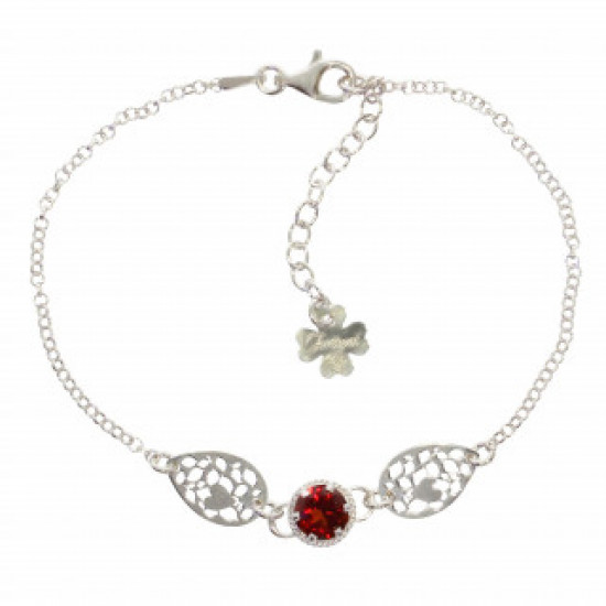 Sterling Silver Garnet Bracelet B-44-02