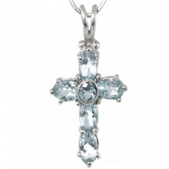 Sterling Silver Blue Topaz Pendant PF-20