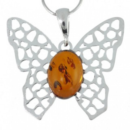 Sterling Silver Amber Pendant P34-08 Sterling Silver Amber Pendant P34-08