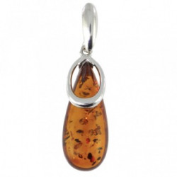 Sterling Silver Amber Pendant P38-02
