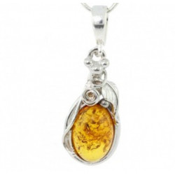 Sterling Silver Amber Pendant P30-01