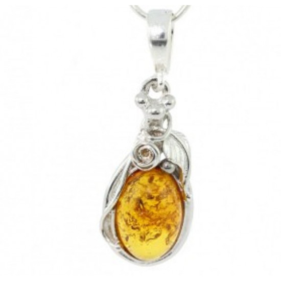 Sterling Silver Amber Pendant P30-01