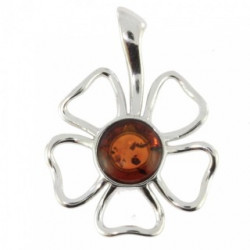 Sterling Silver Amber Pendant P34-07