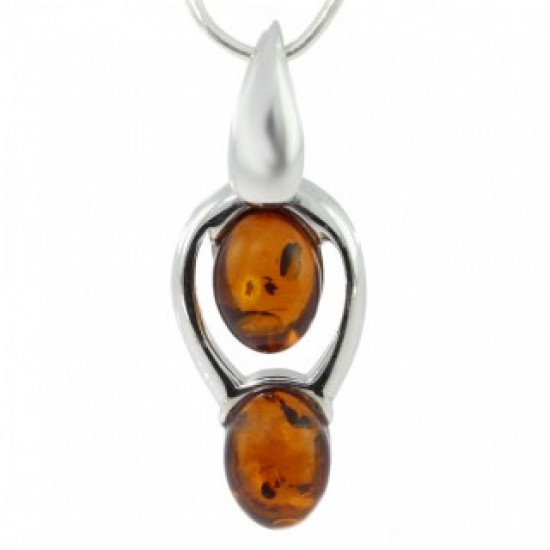 Sterling Silver Amber Pendant P26-05