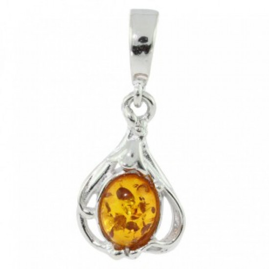 Sterling Silver Amber Pendant P22-01