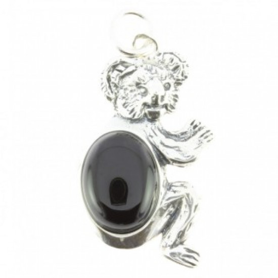 Sterling Silver Black Onyx Pendant Koala P54-03