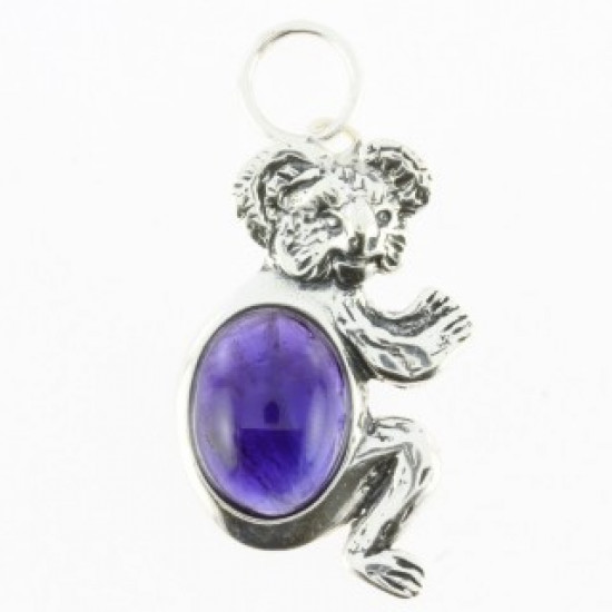 Sterling Silver Amethyst Pendant Koala P54-03