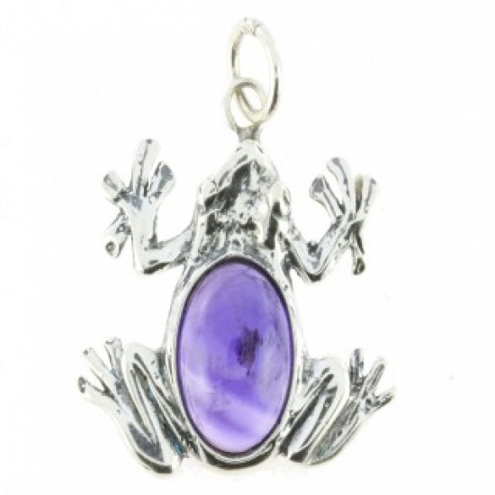 Sterling Silver Amethyst Pendant Frog P66-01