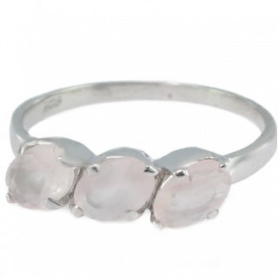 Bague 26-07 quartz rose argent