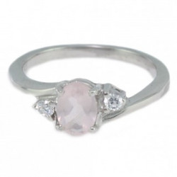 Bague 26-15 quartz rose argent