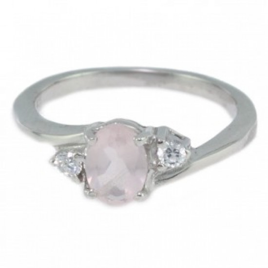 Bague 26-15 quartz rose argent