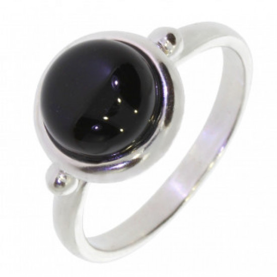 Ring 30-34 Sterling Silver Black Onyx