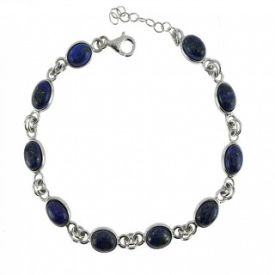 Sterling Silver Lapis Lazuli Bracelet B-78-01