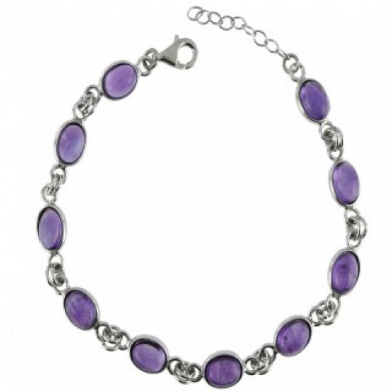 Sterling Silver Amethyst Bracelet B-78-01