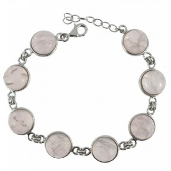 Sterling Silver Rose Quartz Bracelet B-102-01