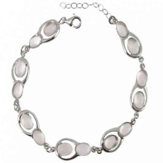 Sterling Silver Rose Quartz Bracelet B-86-01