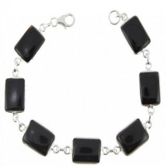 Sterling Silver Black Onyx Bracelet BR-98-92