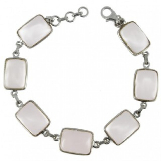 Sterling Silver Rose Quartz Bracelet BR-98-92