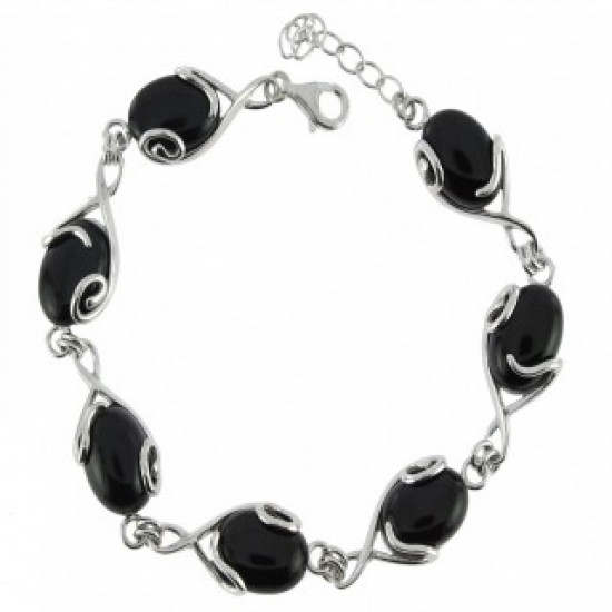 Sterling Silver Black Onyx Bracelet B-126-01