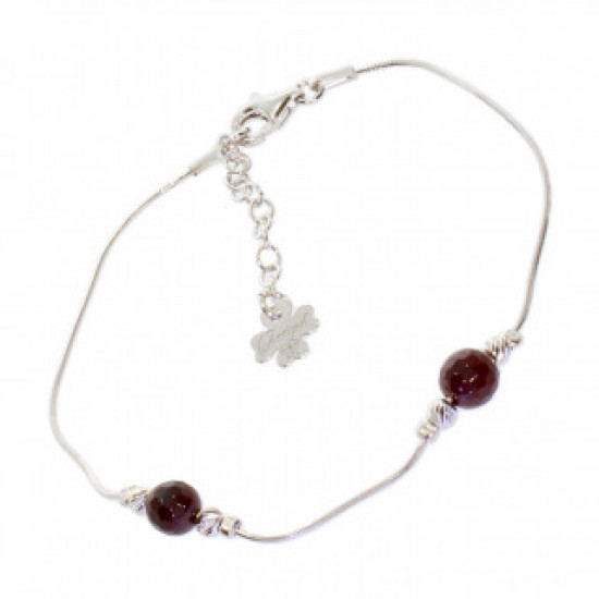 Sterling Silver Garnet Bracelet B-24-01