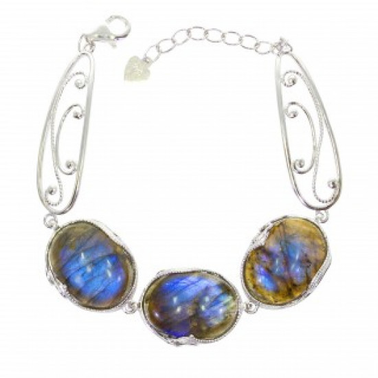 Sterling Silver Labradorite Bracelet B-126-02