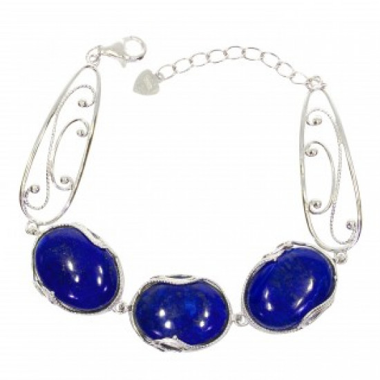 bracelet lapis lazuli argent B-126-02