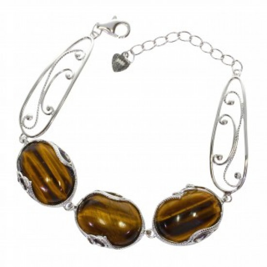 Sterling Silver Tiger's Eye Bracelet B-126-02