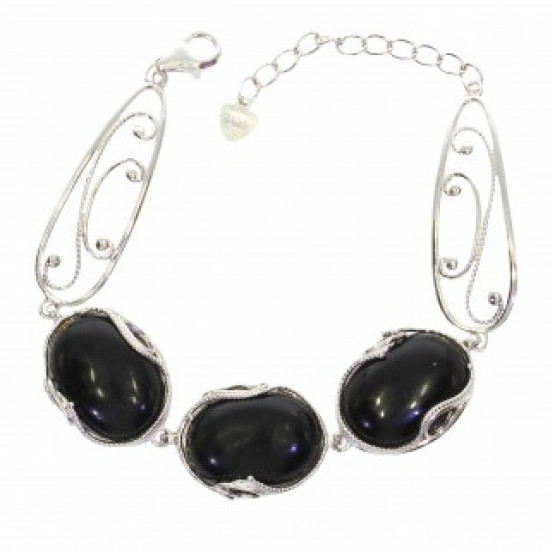 Sterling Silver Black Onyx Bracelet B-126-02