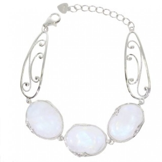 Sterling Silver Moonstone Bracelet B-126-02