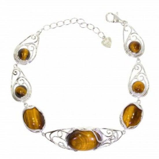 bracelet oeil de tigre argent B-142-01